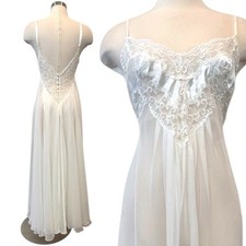 90s Victoria  s Secret Sheer Chiffon Vintage Silky Satin Maxi Gown Slip Dress