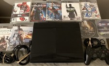 Sony PlayStation 3 Console 250GB PS3 Slim  Controller  9 Games  Cords Tested