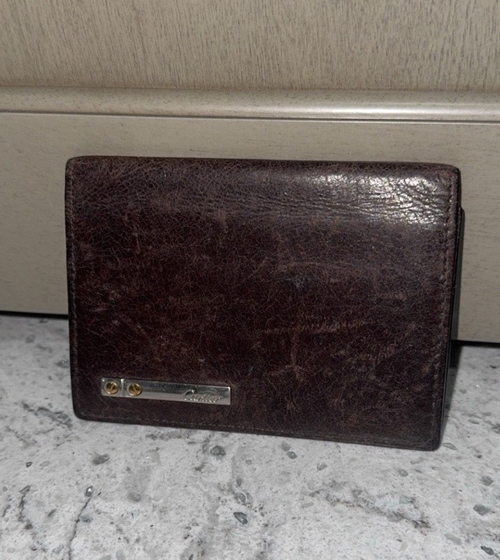 Cartier Dark Brown Leather Card Holder Men’s Wallet -AUTHENTIC-