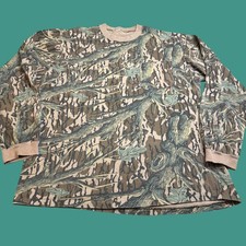 Vintage Camo Long Sleeve T Shirt M/L Hunting Outdoor Military Woodland 90s