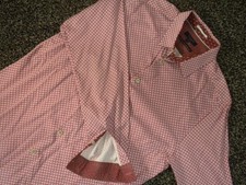 Ted Baker London Dress Shirt Size 4 L Red Geometric Button Up Long Sleeve Cuffs