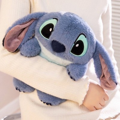 Wärmflasche im Stitch-Design 30cm   Plüschbezug waschbar   Blau Geschenk Kinder
