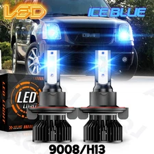 H13 9008 ICE BLUE LED Headlight Bulb 8000K For GMC Yukon 2007-2014