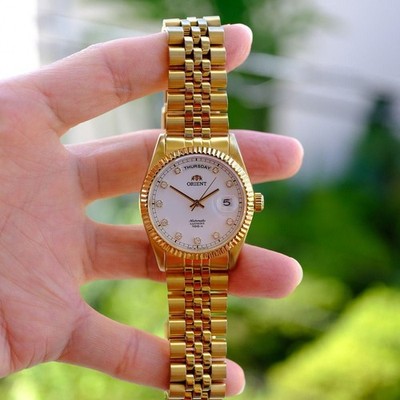 ORIENT 自動巻き腕時計 SEVOJ001GY ゴールド daydate Rare Orient President Day Date SEV0J001WY Automatic Diamond White