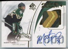 2009-10 SP Authentic Rookie Review Patches Marty Turco Auto 062/100 #RR-MT