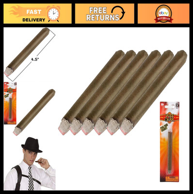 Realistic Fake Puff Cigars - 6 Pack Faux Brown Stage Props (4.5'') - Looks Lit!
