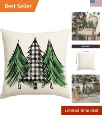 AVOIN Watercolor Christmas Tree Throw Pillow Cover, 18 x 18 Inch Holiday Buff...