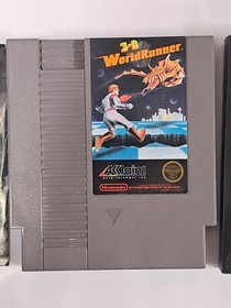 The 3-D Battles of WorldRunner NES Game Cartridge, manual, Original Box