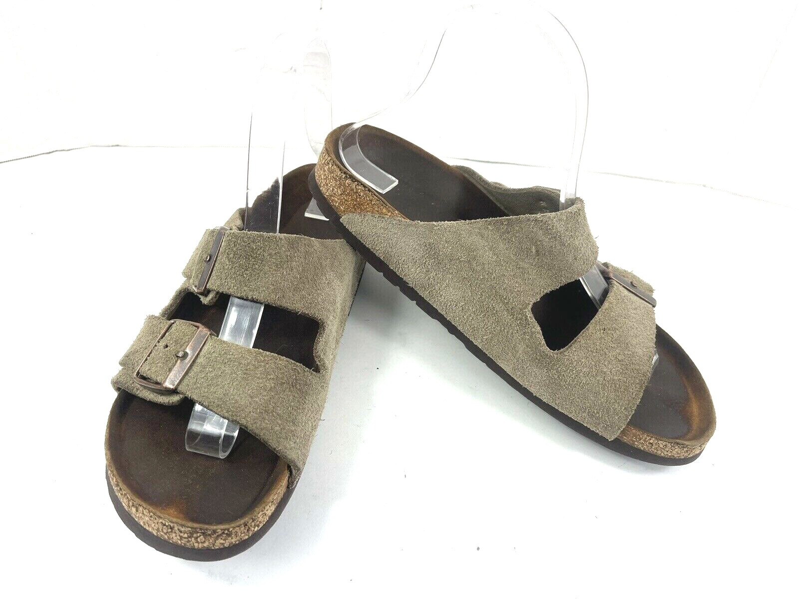 Birkenstock Arizona Women's Shoes Gray 39/ 8.5M Suede Leather Slides