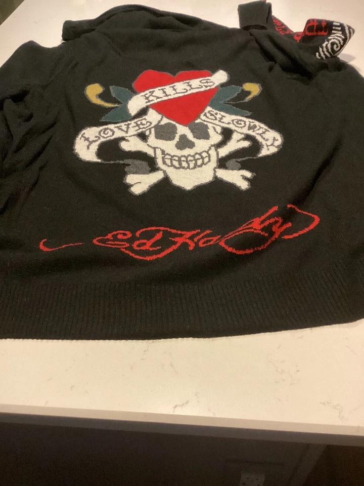 Ed Hardy Nuevo Con Etiquetas Negro Mezcla Lana Sudadera con Capucha Talla 2X Foto 2 de 4