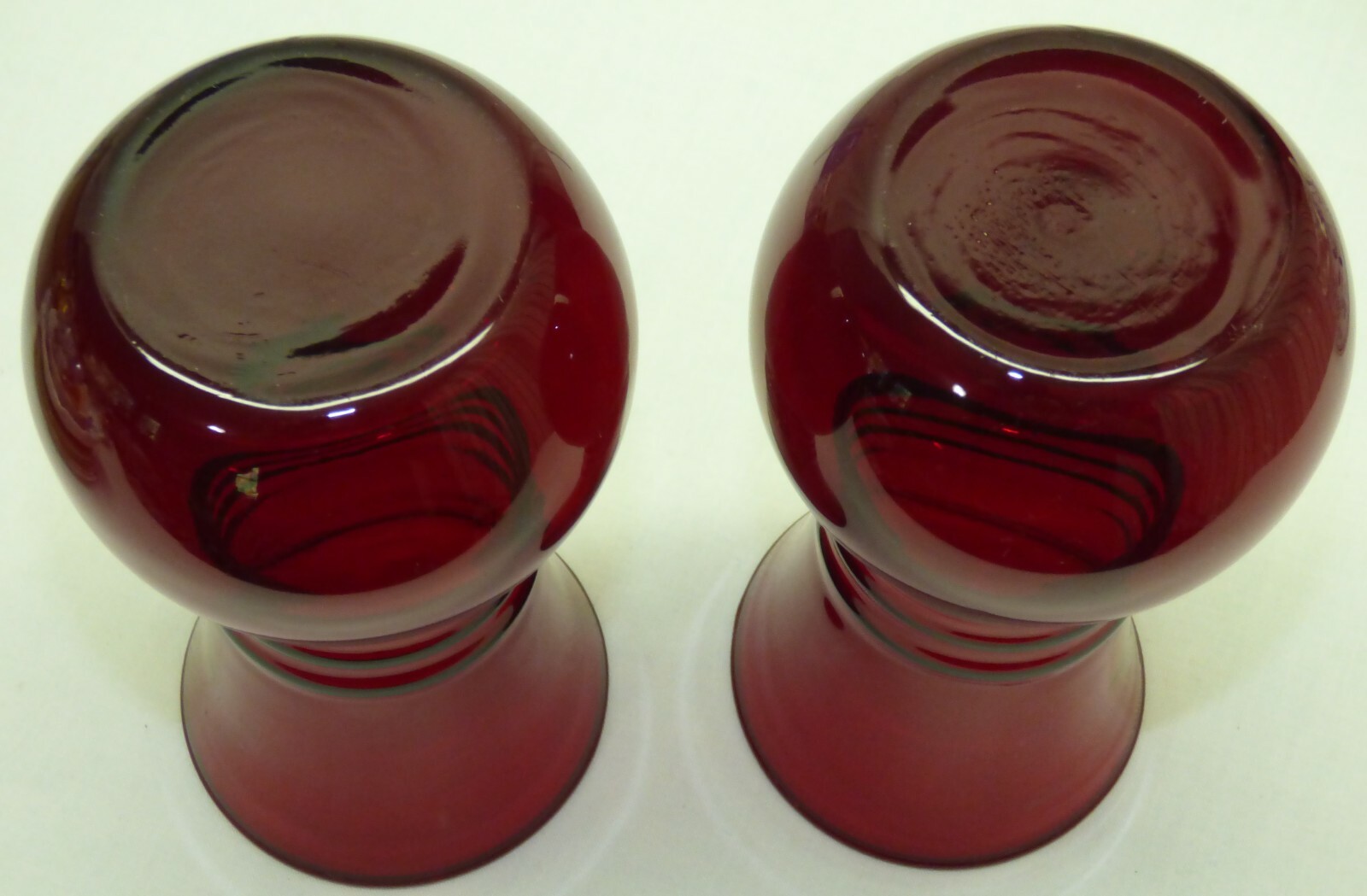 Pair 6" Tall Anchor Hocking Royal Ruby Red Triple Band 2 Vintage Glass Vases eBay