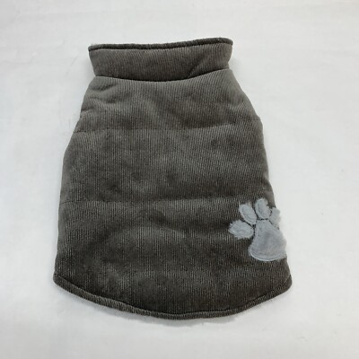 Corduroy  faux fur lining Pet Jacket Size Small Gray paw print design