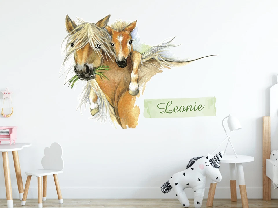 Wandtattoo Pferd Name Fohlen Kinderzimmer Geschenk Mädchen Aufkleber Pferdekopf