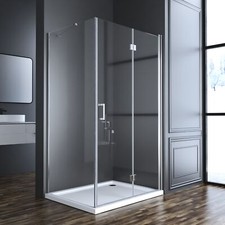Duschkabine Eckdusche Duschtür Falttür mit Seitenwand NANO Glas Duschabtrennung