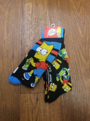 The Simpsons TV Show 2pk Socks Fox Cartoon Bart Skate Board/ Spay Paint NWT  - Picture 1 of 4