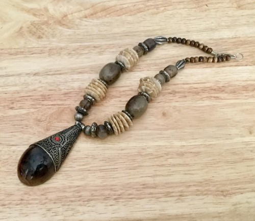 Collana Vintage Corallo Perline Ambra 28 in Collana - Foto 3 di 7