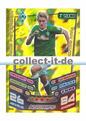 Match Attax Extra 13/14 - 540 - NILS PETERSEN - SV Werder Bremen - Fan Favorit
