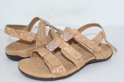 VIONIC Womens Rest Amber Gold/Cork Leather Orthopedic Sandal Shoes Size 9.5