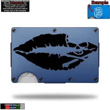 Kiss of Death Skull Laser Engraved Onto An Metal Wallet