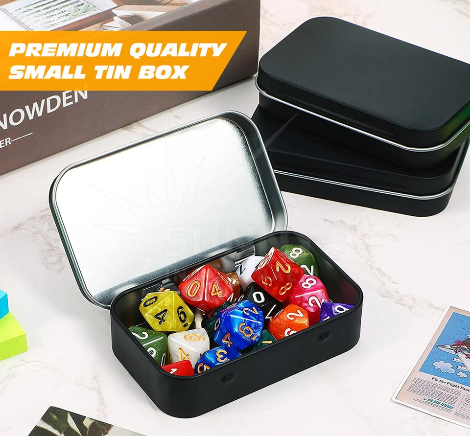 Metal Hinged Tin Box Container Blank Portable Small Storage Container Case - image 2 of 4