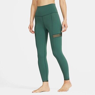 Nike Yoga High Rise 7/8 Training Leggings Green Womens Size XL 