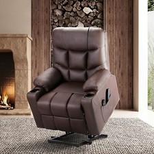 Pu Leather Power Lift Massage Recliner Chair, OKIN Motor, Heat and Vibration