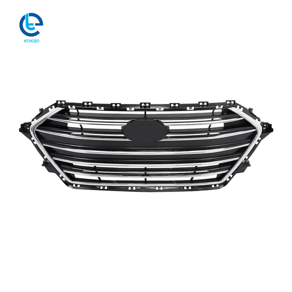 Parrilla delantera para Hyundai Elantra 2017-2018 + 4 soportes + tapa del parachoques + cubierta del radiador Foto 4 de 4