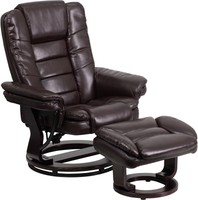 Recliner Chair With Ottoman Brown Leather Upholstery Modern Living Room Home on sale Recliner Chair With Ottoman Brown Leather Upholstery Modern Living Room Home on sale