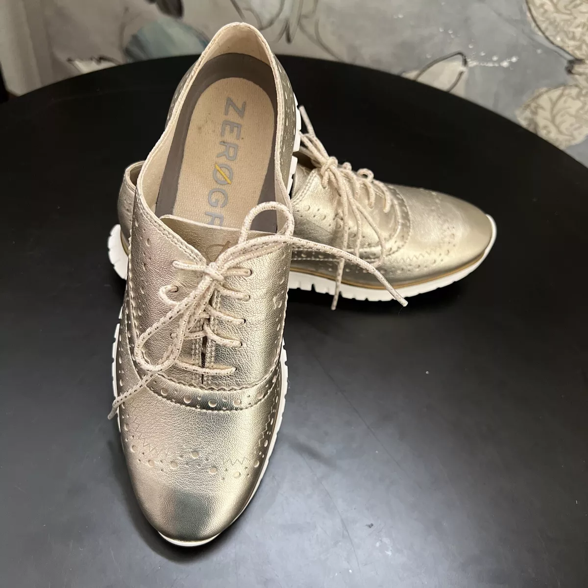 Cole Haan Zerogrand Wingtip Oxford Metallic Gold W18279 Women s 5