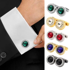 Mens or Womens Shirt Button Cover Cufflinks Crystal Jewelry Accessories Fashion