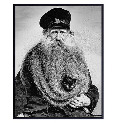 nautical Wall Decor 11x14 - Vintage Sea Captain w/Black cat - Ocean Themed Wa...