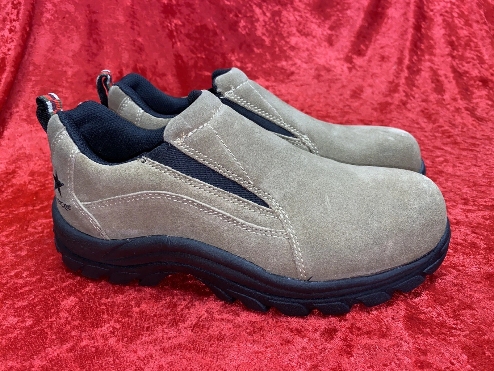 Scarpe da lavoro slip on da uomo Converse Taos punta in acciaio taglia 7 5 D antiscivolo marrone chiaro