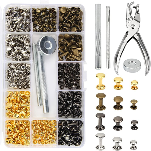 A+ 240 Set Rivetti in Pelle a Doppio Cappuccio Rivetto in 2 isure e 3