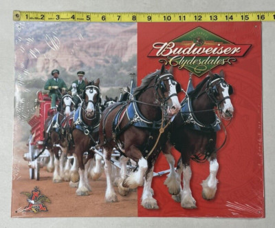 Budweiser The Famous Clydesdales Tin Metal Beer Sign Bar Man Cave 16 X 12.5 New