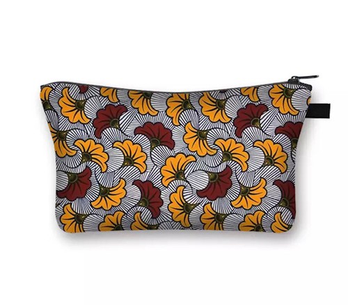 African Print Cosmetic Makeup Travel Tote Canvas Case Storage Zip Bag - Picture 12 of 22