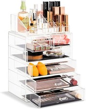 Acrylic Cosmetics Makeup and Jewelry Storage Organizer Case Display with Drawers