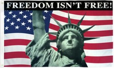 Freedom isn't Free Flag 3x5ft Statue of Liberty USA Flag 100D FABRIC GROMMMETS