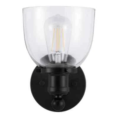 HOME DECORATORS COLLECTION Home Decorators Evelyn Matte Black Indoor Wall Sconce
