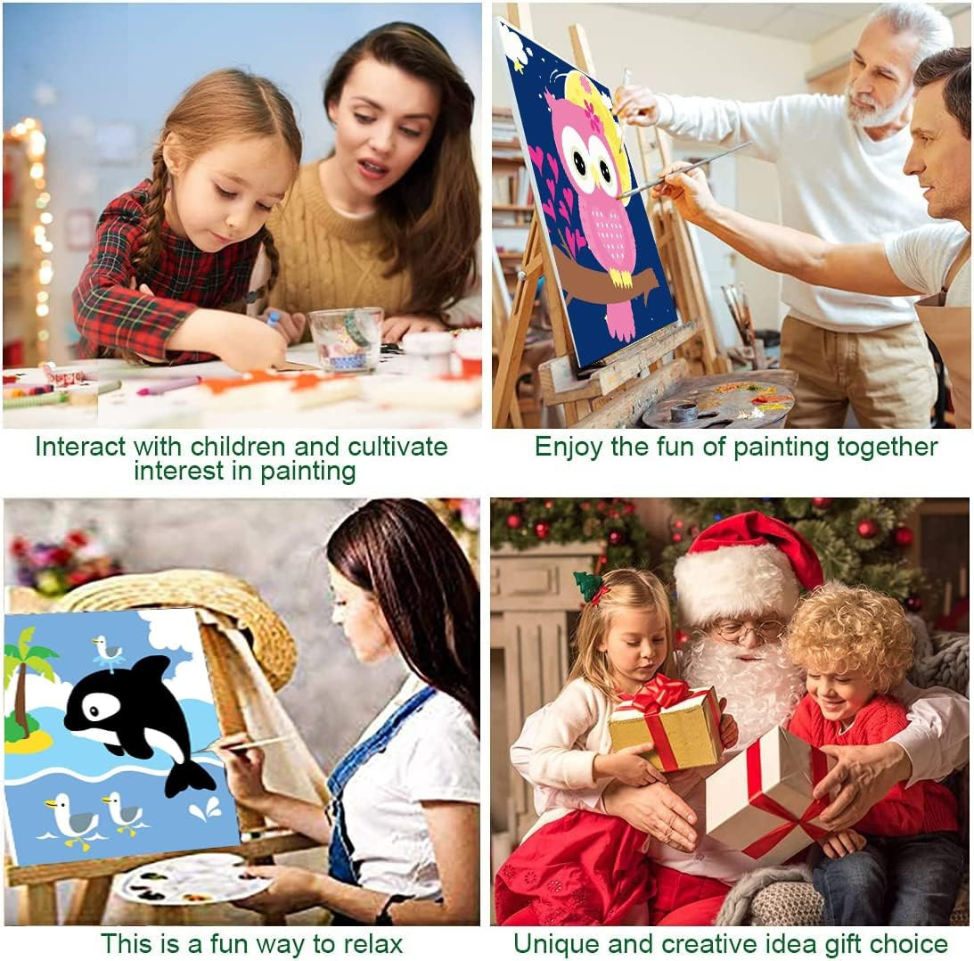 4 Pack DIY Paint by Numbers for Kids Ages 4-8 - Paint by Number for Kids Beginne