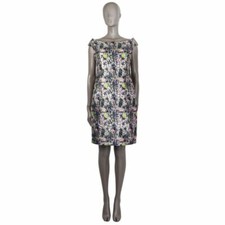 57818 auth Christian Dior pink FLORAL BROCADE Sleeveless Sheath Dress 42 L