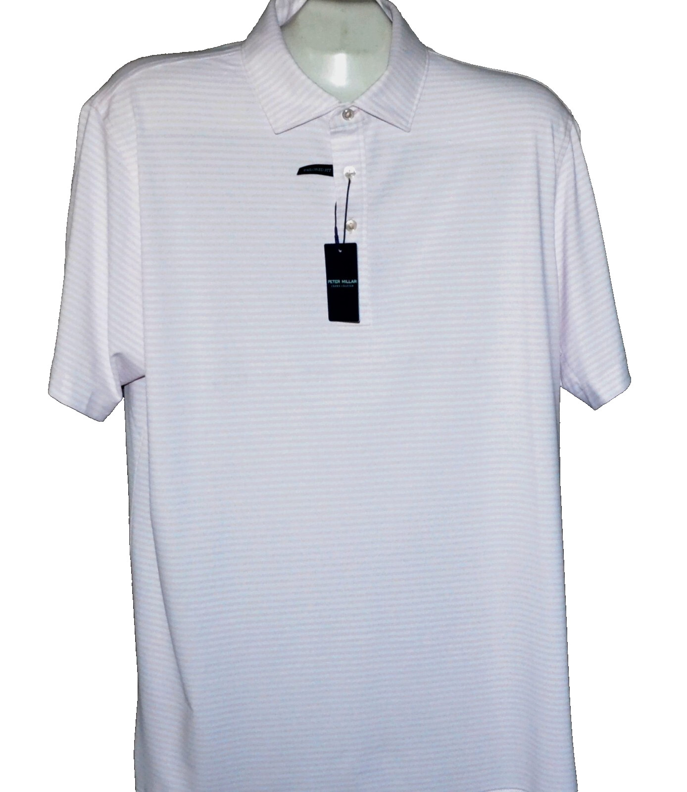 Мужская футболка-поло в бело-розовую полоску от Peter Millar Crown Crafted размер XL 14090₽