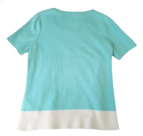 Paule Ka Gr. M Stretch Top Damen türkis & grau Kurzarm Baumwollmischung Strick - Bild 6 von 6