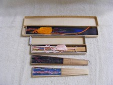 VINTAGE HAND HELD FOLDING FANS - LOT OF 4