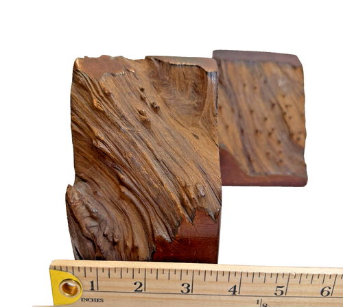 Lotto 2 Fermalibri Vintage MCM Recuperato Legno Massello Burl Pesante 5"x3,75" Circa Usato in Ottime Condizioni - Foto 17 di 22