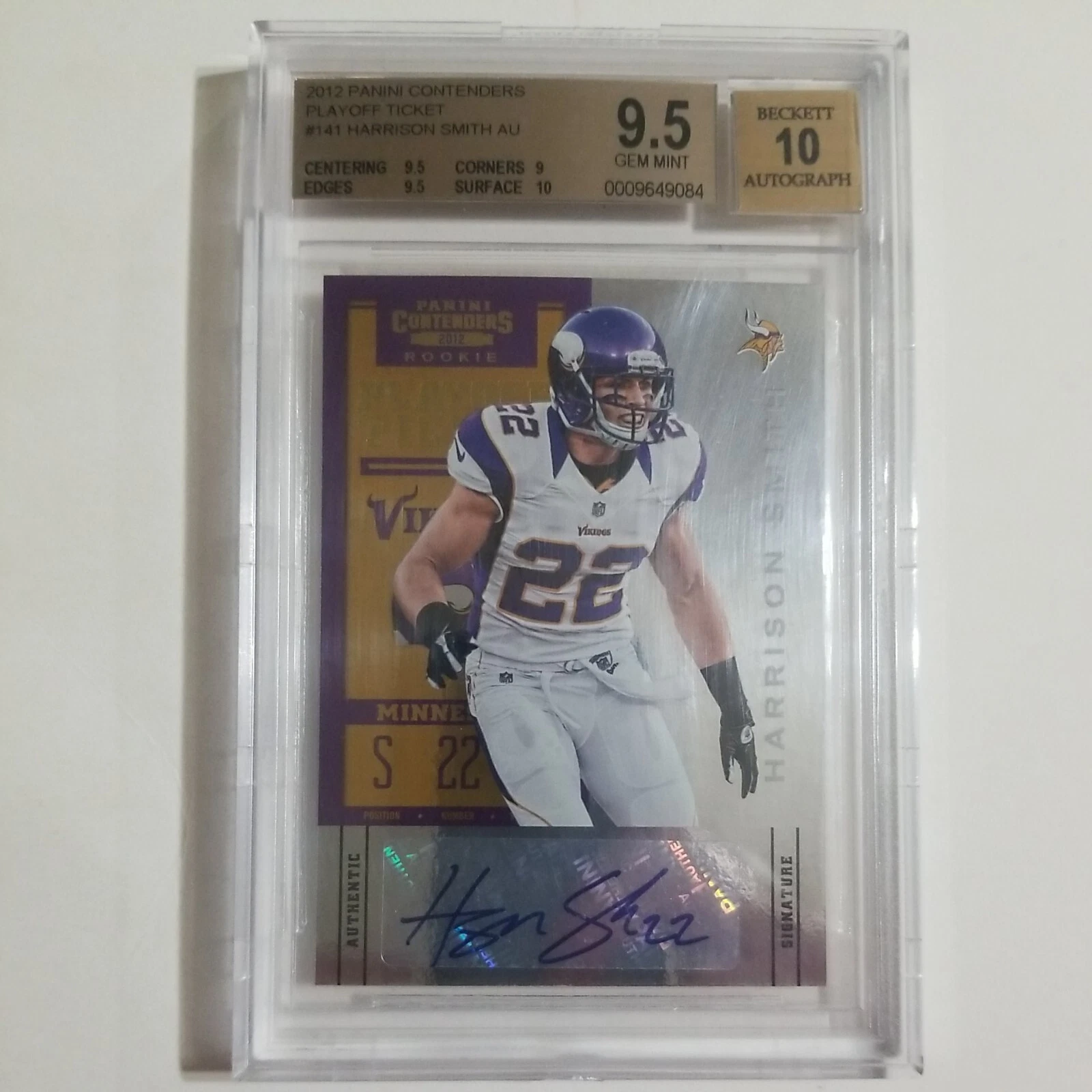 Harrison Smith Panini Contenders #141 Standing-Autograph-Playoff Ticket