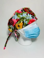 BUTTERFLY SCRUB HAT CAP NURSE DOCTOR CHEF CHEMO FAST SHIP