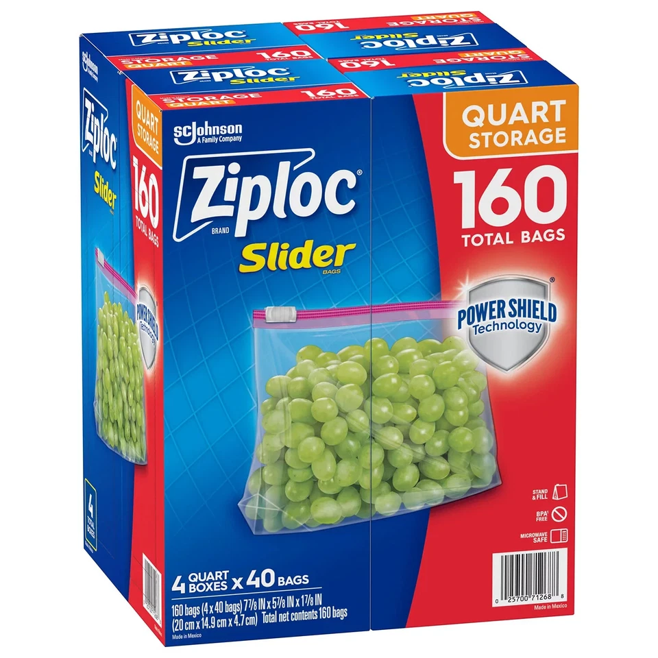 Bolsas de cuartos deslizantes de almacenamiento Ziploc (160 ct.) Foto 2 de 4