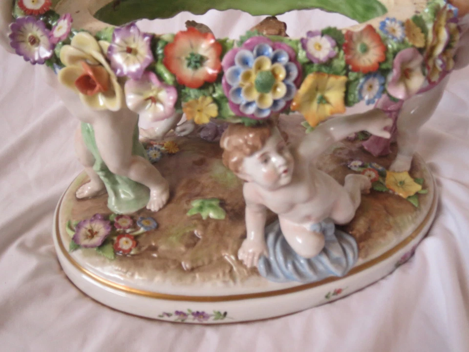 Vintage Von Schierholz German Porcelain Garden Cherub  Center Piece  BASE ONLY - Image 3 of 4