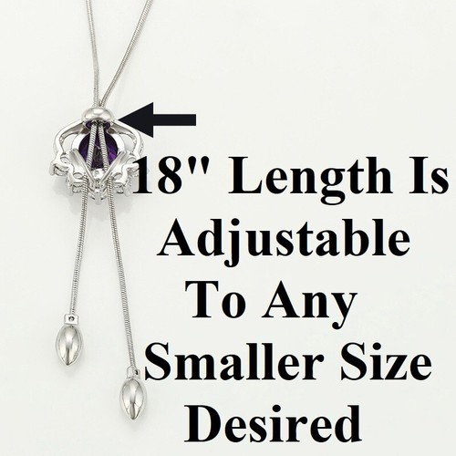 Womens 925 Sterling Silver Snake 16" - 18" Amethyst Pendant Choker Necklace D962 - Picture 3 of 5