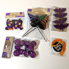 Assorted Halloween Party Decorations, Lot of 58 Individual Pcs, Stickers More